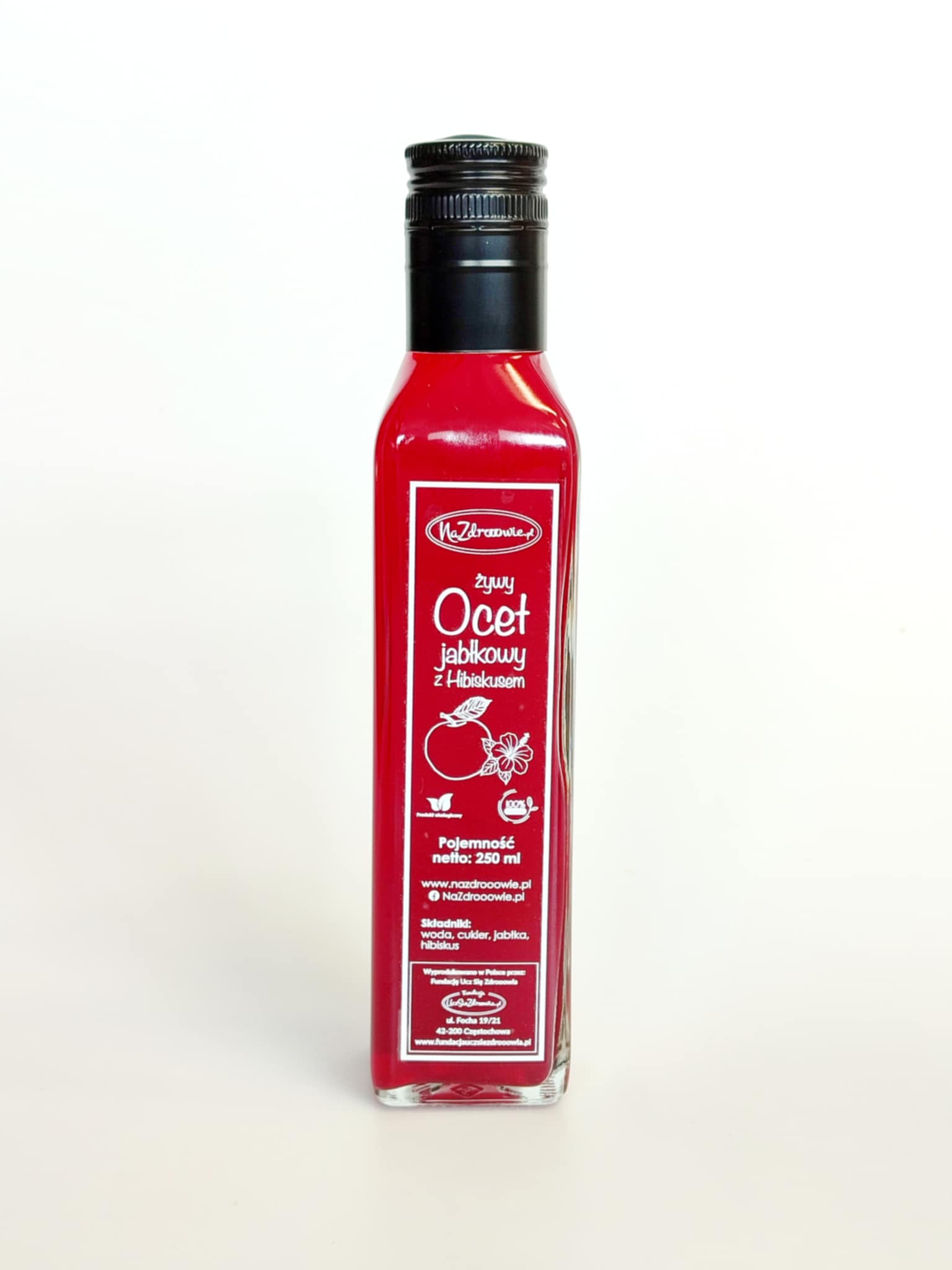 Żywy Ocet Jabłkowy z Hibiskusem 250 ml